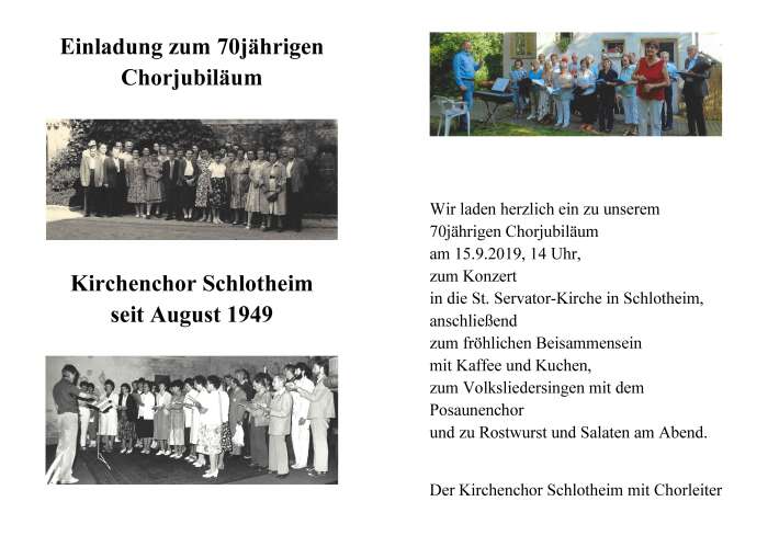 Schlotheim Chorjubiläum 2019