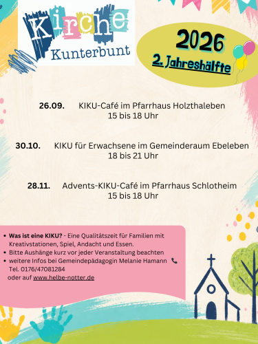 Kirche-Kunterbunt-Veranstaltungen im 2. Halbjahr 2026 